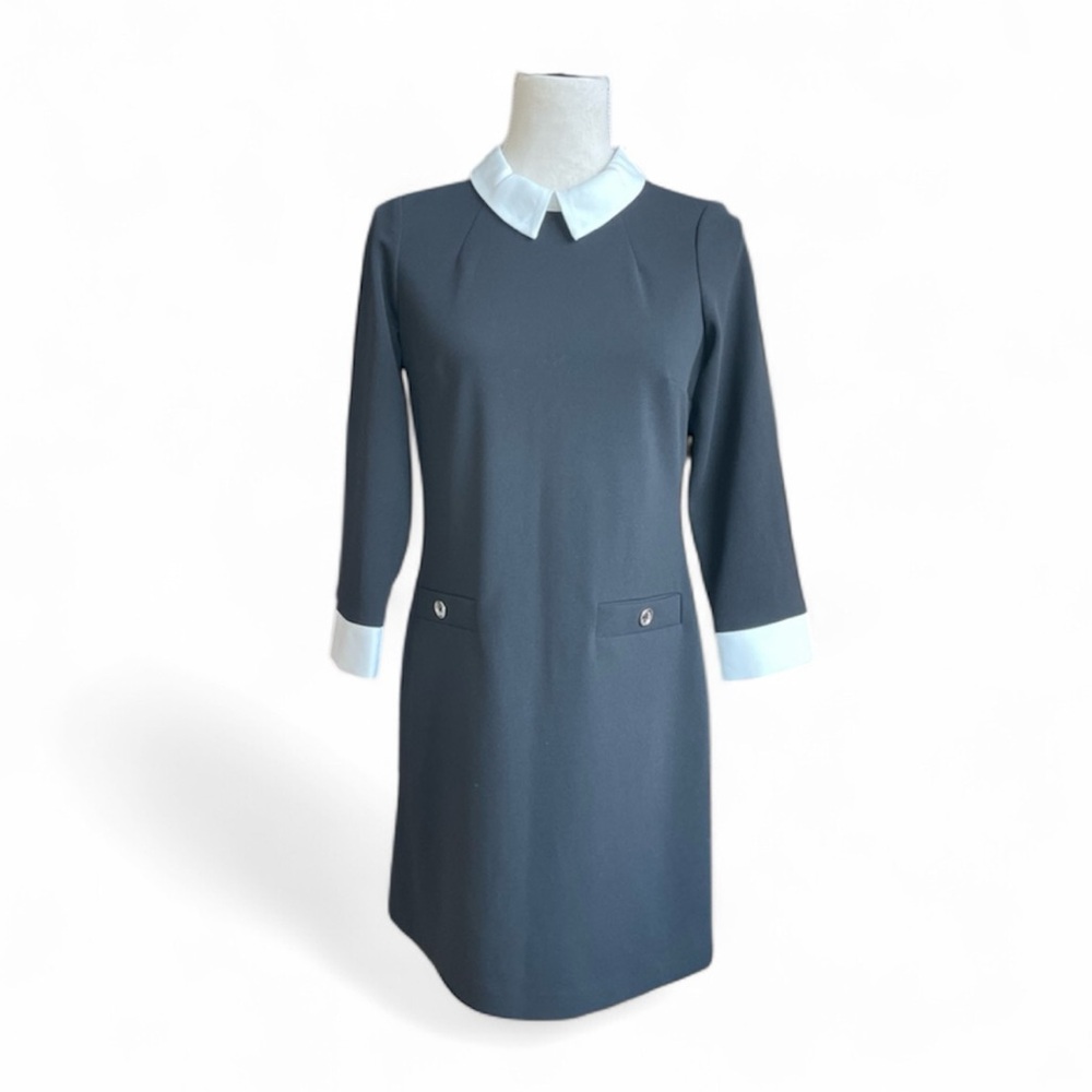 Tommy Hilfiger Black Collared Midi Shift Dress